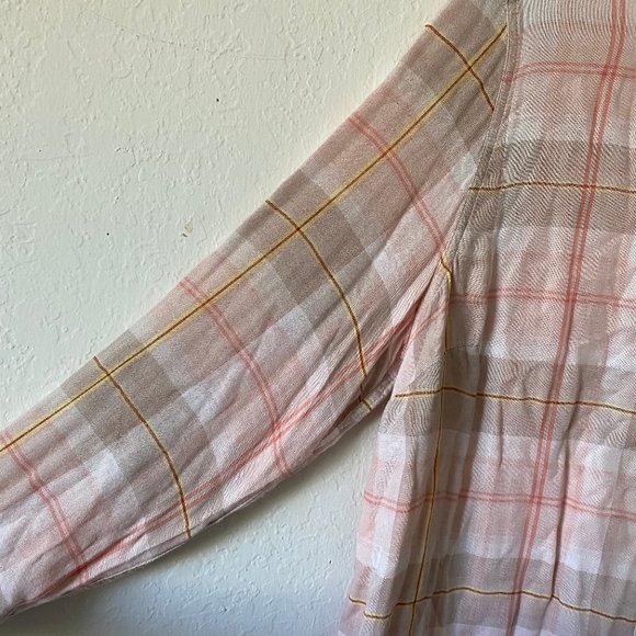 Catherines Womens Blouse Button Up Plaid Size 0X Long Sleeves Pink Casual Top - Picture 6 of 11